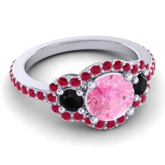 Three Stone Halo Sodarya Ring