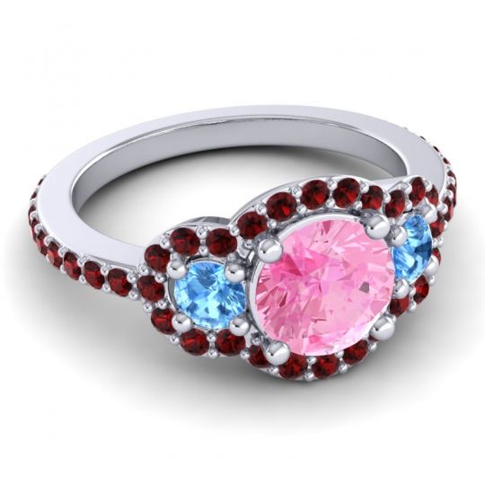 Three Stone Halo Sodarya Ring