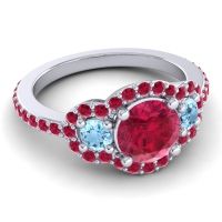 Three Stone Halo Sodarya Ring