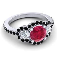 Three Stone Halo Sodarya Ring