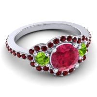 Three Stone Halo Sodarya Ring