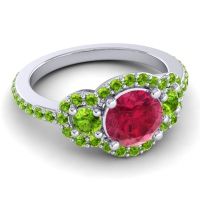 Three Stone Halo Sodarya Ring