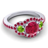 Three Stone Halo Sodarya Ring