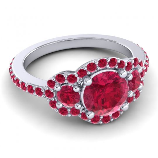 Three Stone Halo Sodarya Ring