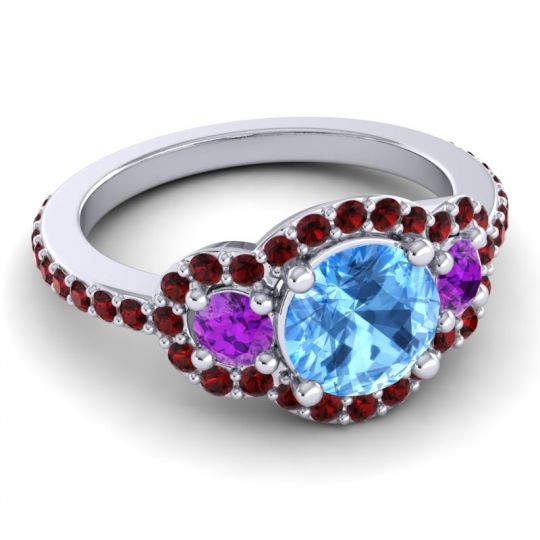 Three Stone Halo Sodarya Ring