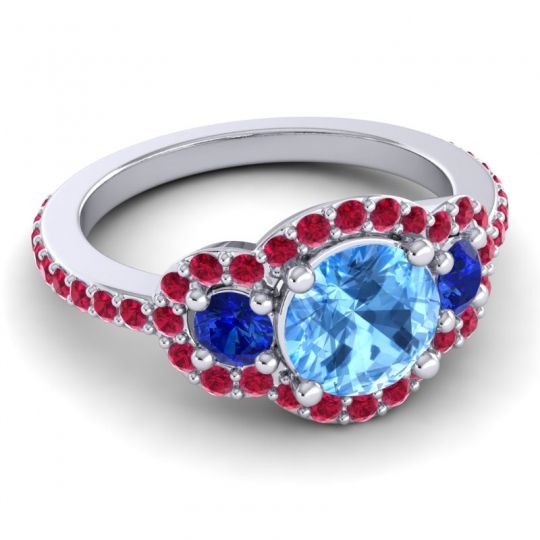 Three Stone Halo Sodarya Ring