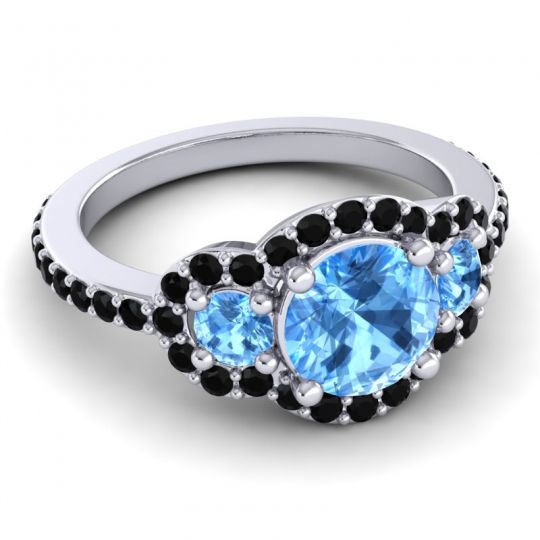 Three Stone Halo Sodarya Ring