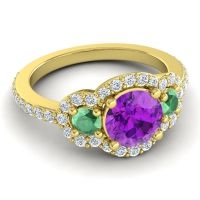 Three Stone Halo Sodarya Ring