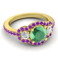 Three Stone Halo Sodarya Ring