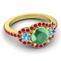 Three Stone Halo Sodarya Ring