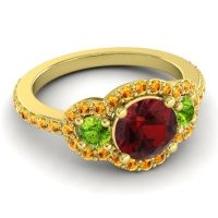 Three Stone Halo Sodarya Ring