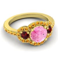 Three Stone Halo Sodarya Ring