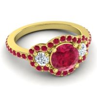 Three Stone Halo Sodarya Ring