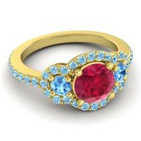 Three Stone Halo Sodarya Ring