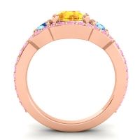 Three Stone Halo Sodarya Ring