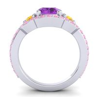 Three Stone Halo Sodarya Ring