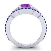 Three Stone Halo Sodarya Ring