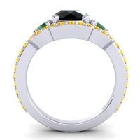 Three Stone Halo Sodarya Ring