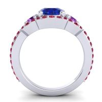 Three Stone Halo Sodarya Ring