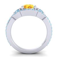 Three Stone Halo Sodarya Ring