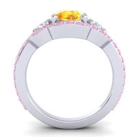 Three Stone Halo Sodarya Ring