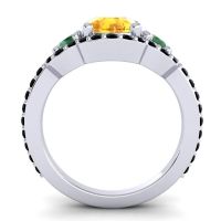 Three Stone Halo Sodarya Ring