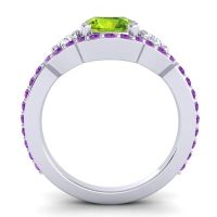 Three Stone Halo Sodarya Ring