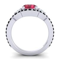 Three Stone Halo Sodarya Ring