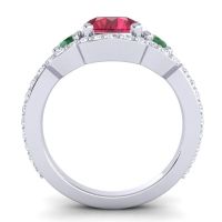 Three Stone Halo Sodarya Ring