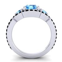 Three Stone Halo Sodarya Ring