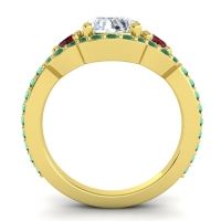 Three Stone Halo Sodarya Ring