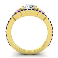 Three Stone Halo Sodarya Ring