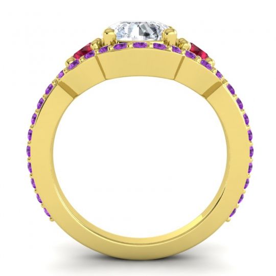 Three Stone Halo Sodarya Ring