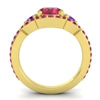 Three Stone Halo Sodarya Ring