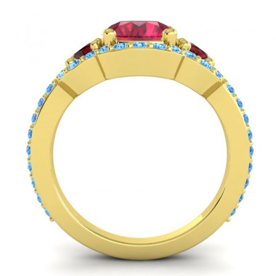 Three Stone Halo Sodarya Ring