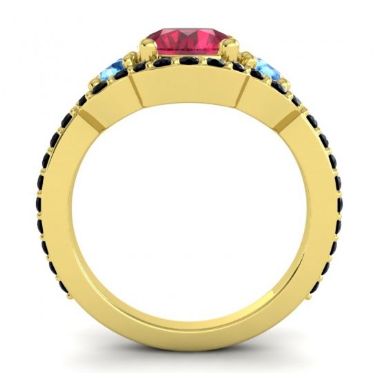 Three Stone Halo Sodarya Ring