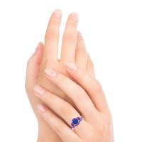 Three Stone Halo Sodarya Ring