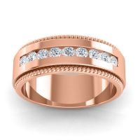 Men's Center Channel Set Milgrain 8mm Band