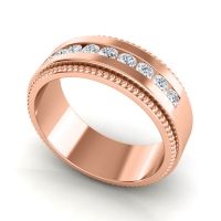 Men's Center Channel Set Milgrain 8mm Band