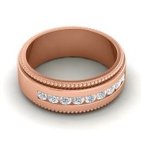 Men's Center Channel Set Milgrain 8mm Band