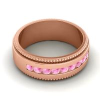 Men's Center Channel Set Milgrain 8mm Band