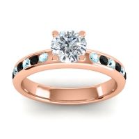 Lab Diamond Ring In 14K Rose Gold With Aquamarine And Black Onyx Dharma Round Classic Ring