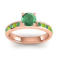 Emerald Ring In 14K Rose Gold With Peridot Dharma Round Classic Ring