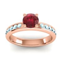 Ruby Ring In 18K Rose Gold With Aquamarine Dharma Round Classic Ring