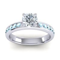 Lab Diamond Ring In 14k White Gold With Aquamarine Dharma Round Classic Ring