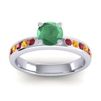 Emerald Ring In 14k White Gold With Ruby And Citrine Dharma Round Classic Ring