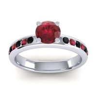 Ruby Ring In Palladium With Black Onyx Dharma Round Classic Ring