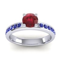 Ruby Ring In Platinum With Blue Sapphire Dharma Round Classic Ring