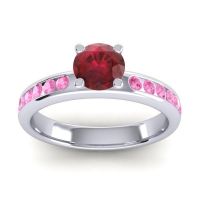 Ruby Ring In Platinum With Pink Tourmaline Dharma Round Classic Ring