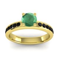 Emerald Ring In 14k Yellow Gold With Black Onyx Dharma Round Classic Ring